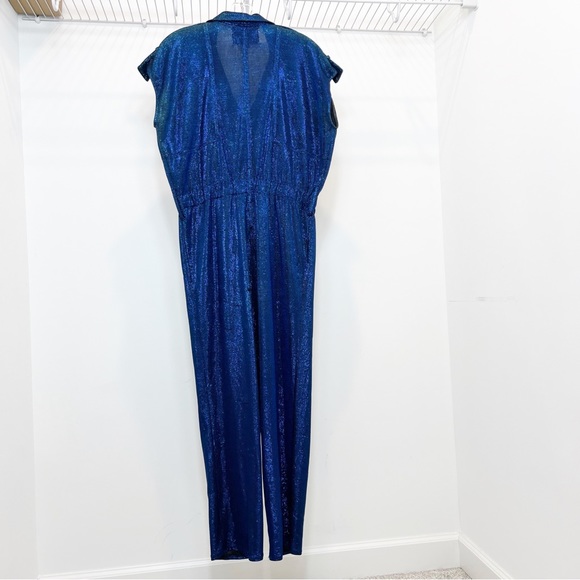 Carolina Ritzler Retro Blue Cap Sleeve Jumpsuit - Picture 12 of 16